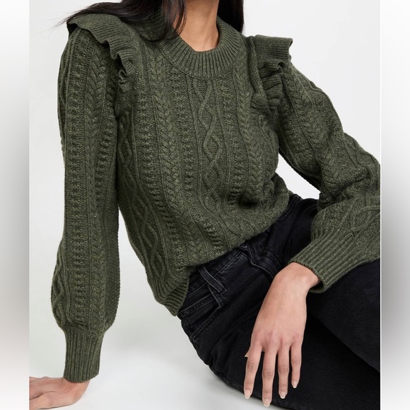 🔥Madewell | Hollydene Ruffle-Shoulder Pullover Sweater Grey Small Long Sl… - Picture 5 of 11